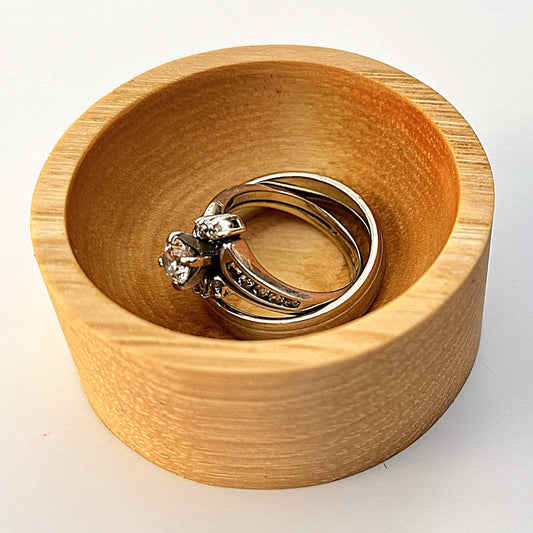 Solid hickory 2 inch round ring dish
