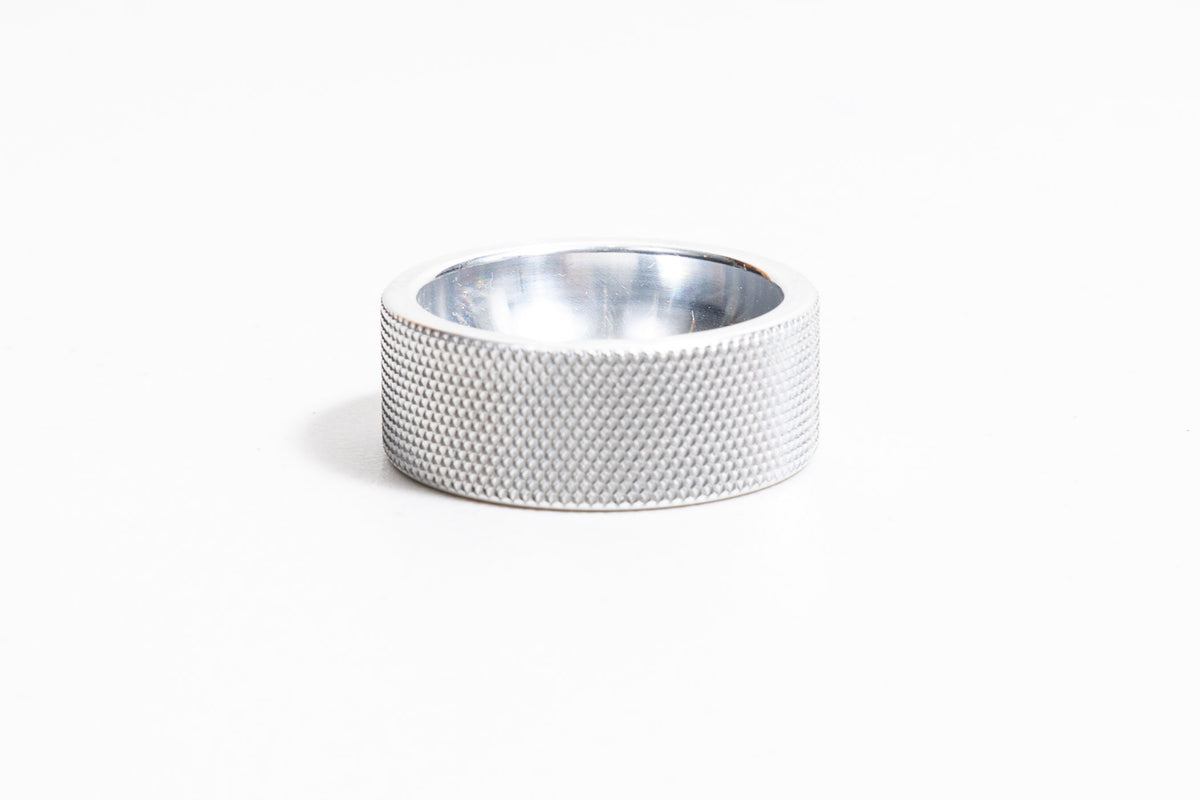 Solid aluminum 2 inch ring dish with knurled edge