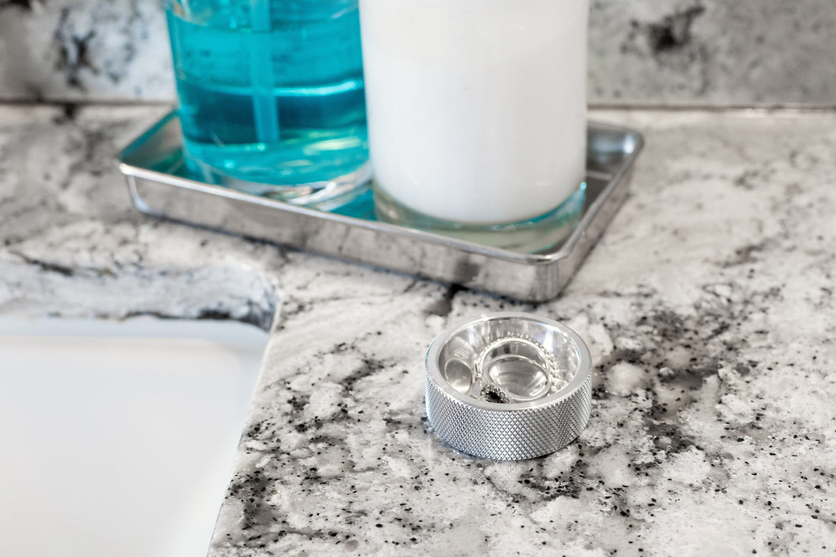 Solid aluminum 2 inch ring dish with knurled edge
