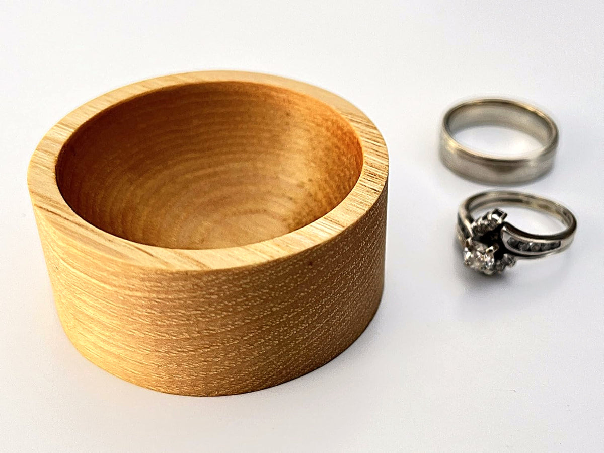 Solid hickory 2 inch round ring dish