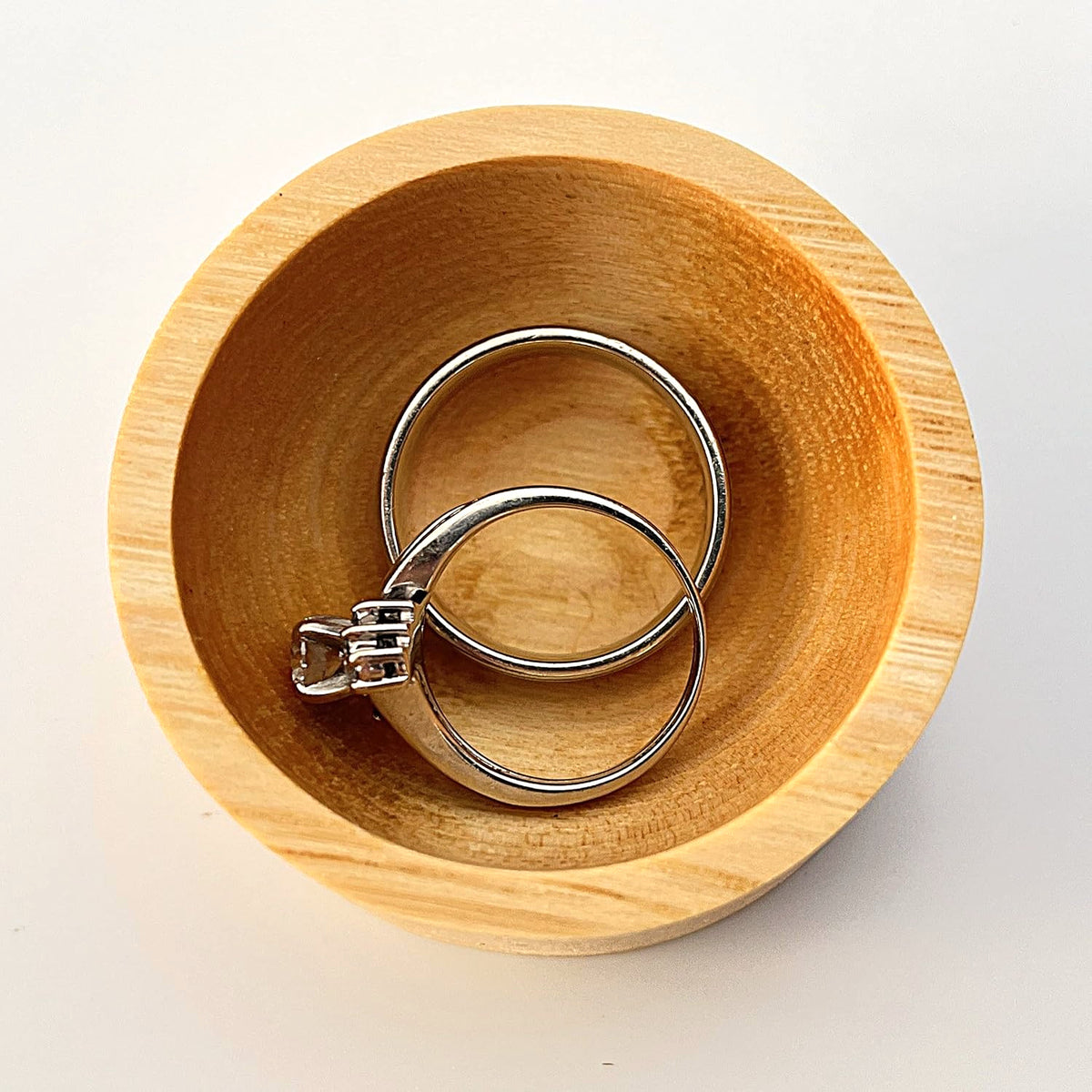 Solid hickory 2 inch round ring dish
