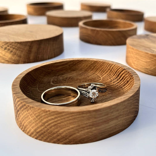 Solid oak 3 inch round ring tray