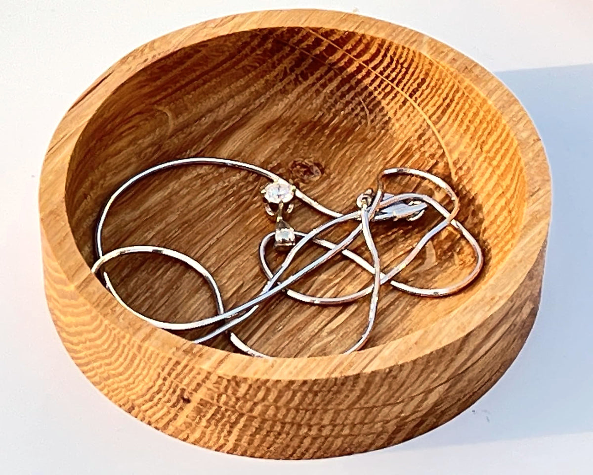 Solid oak 3 inch round ring tray